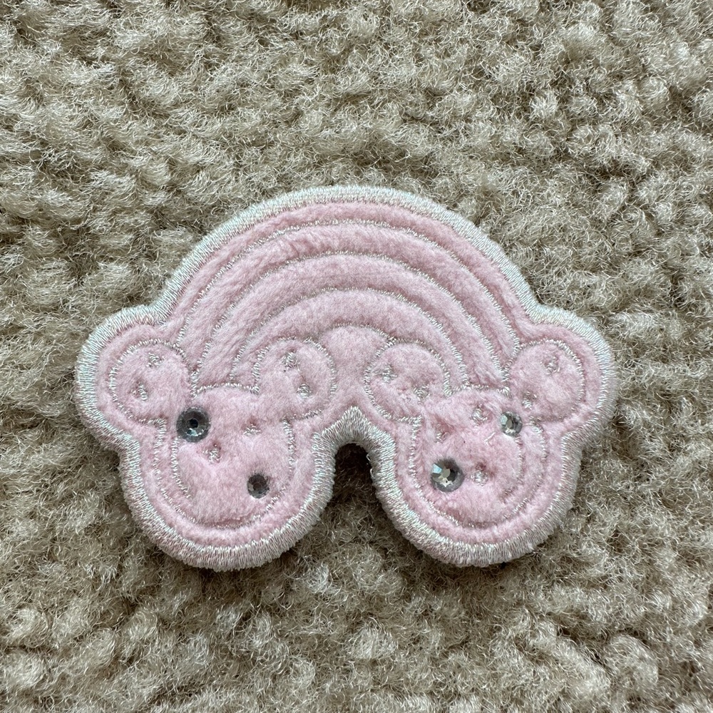 Stoney clover lane Mickey rainbow with crystal velvet pink sticker patch